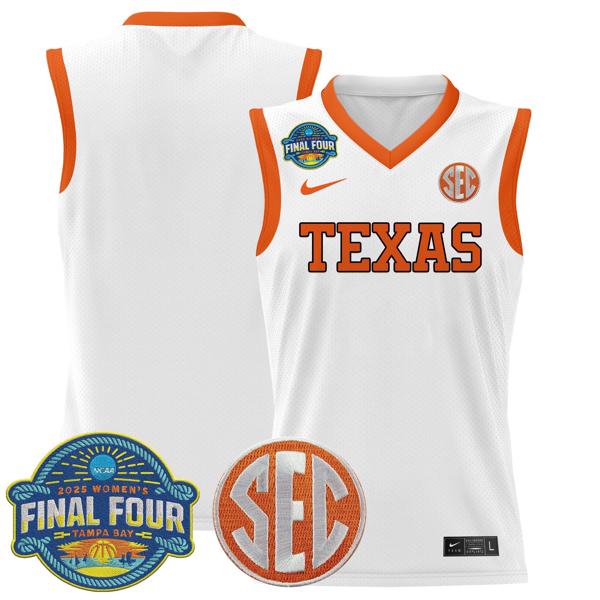 Men Texas Longhorns Blank White Nike 2025 Final Four Patch Lightweight Basketball NCAA Jersey